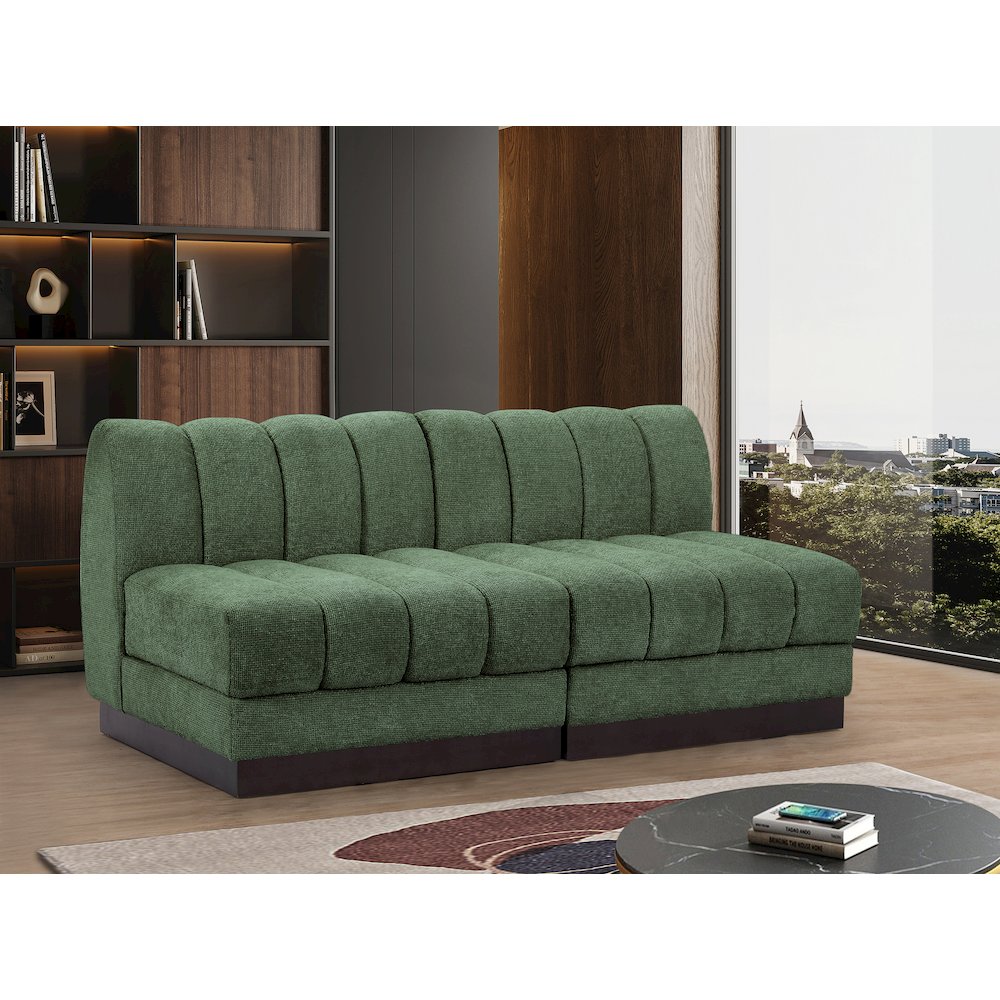 Quinn Green Chenille Fabric Modular Sofa. Picture 2