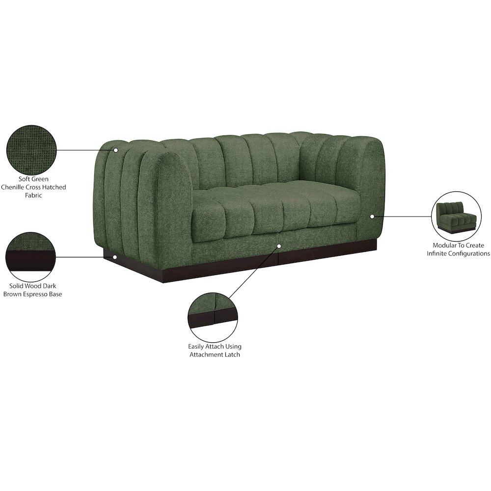 Quinn Green Chenille Fabric Modular Sofa. Picture 11