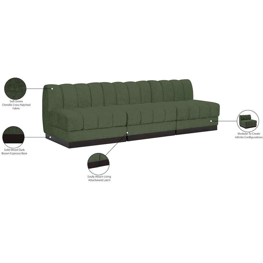 Quinn Green Chenille Fabric Modular Sofa. Picture 11
