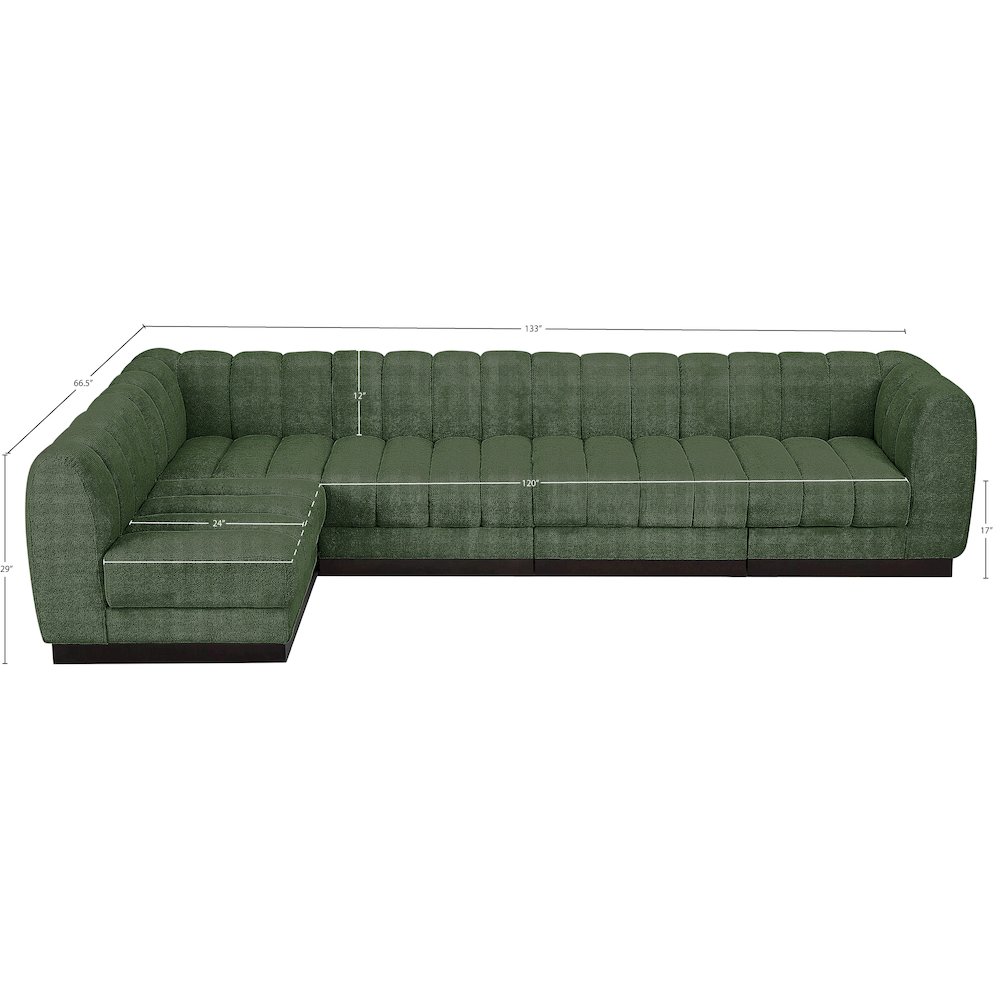Quinn Green Chenille Fabric Modular Sectional. Picture 15