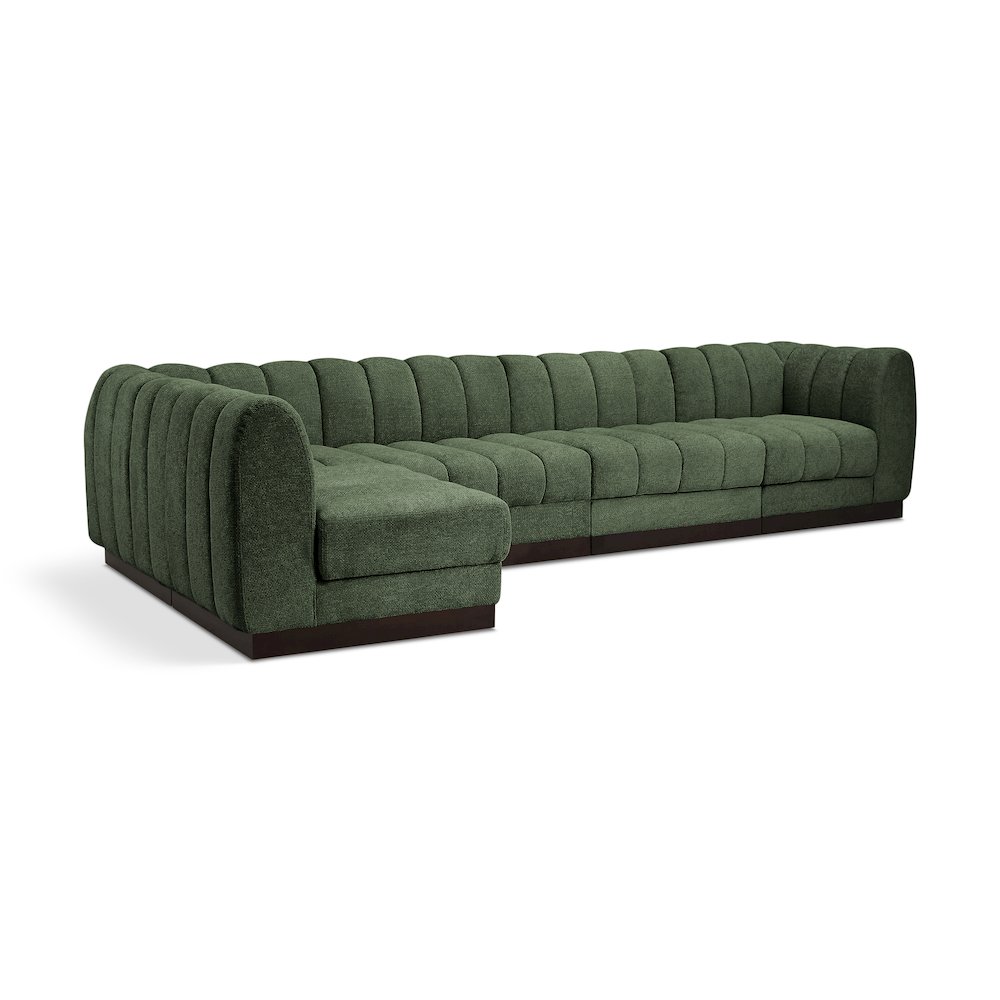 Quinn Green Chenille Fabric Modular Sectional. Picture 1
