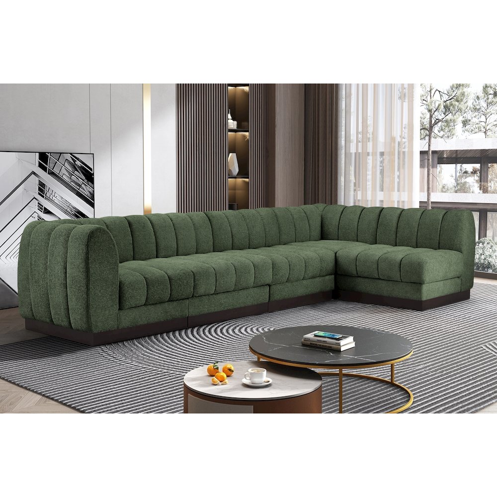 Quinn Green Chenille Fabric Modular Sectional. Picture 2