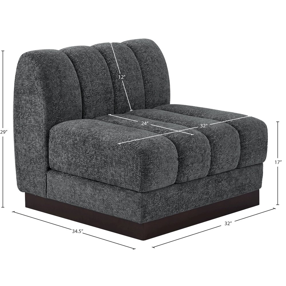 Quinn Grey Chenille Fabric Armless Chair. Picture 10