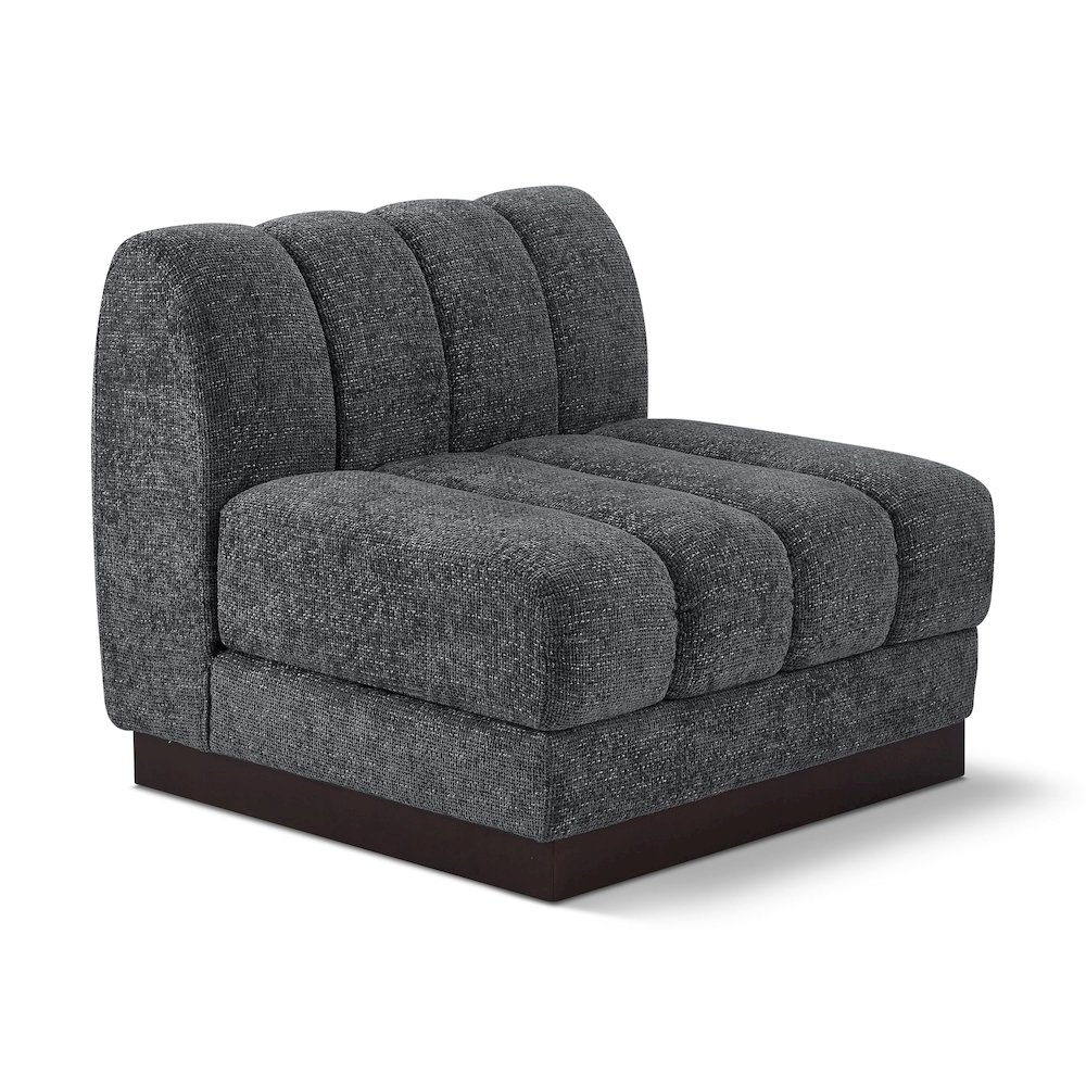 Quinn Grey Chenille Fabric Armless Chair. Picture 1