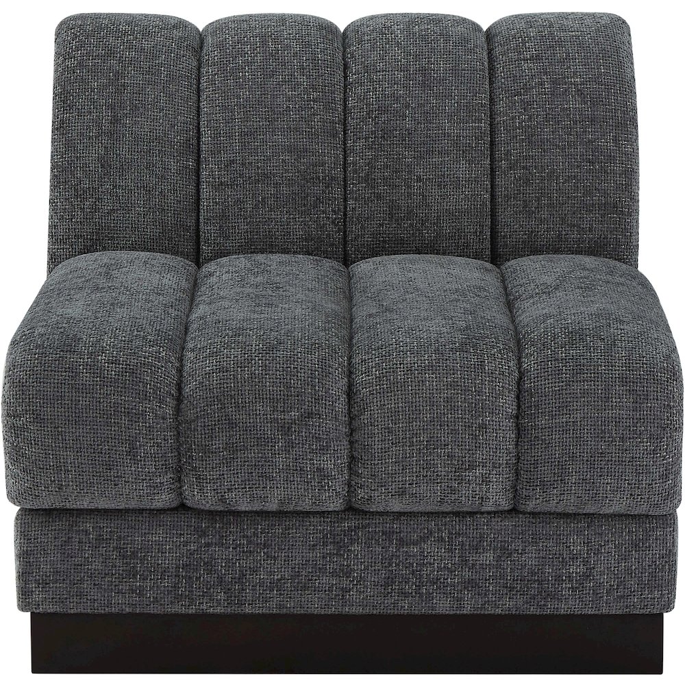 Quinn Grey Chenille Fabric Armless Chair. Picture 4