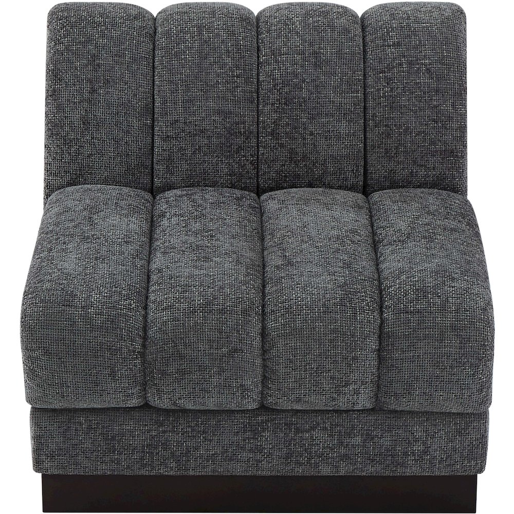Quinn Grey Chenille Fabric Armless Chair. Picture 5