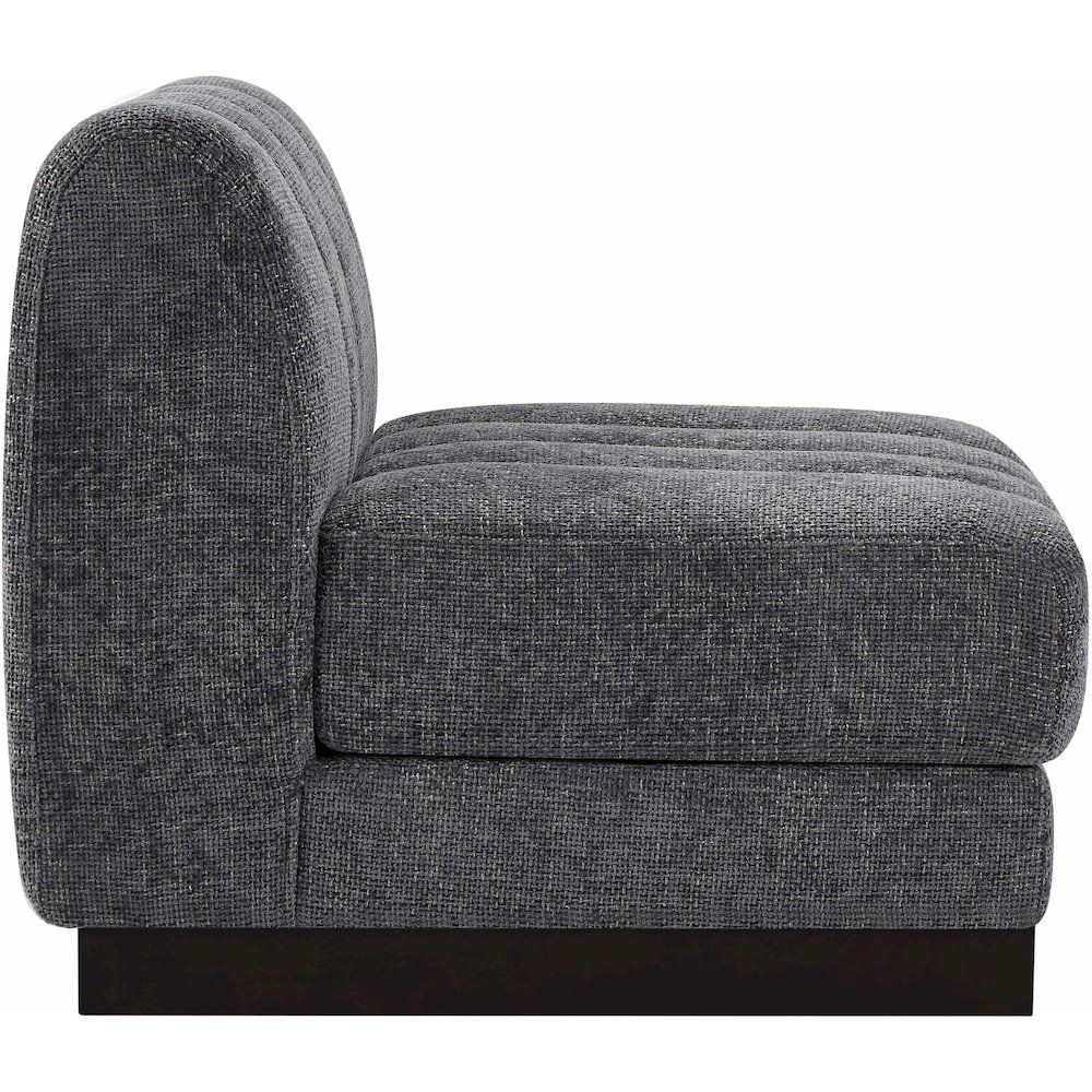 Quinn Grey Chenille Fabric Armless Chair. Picture 6