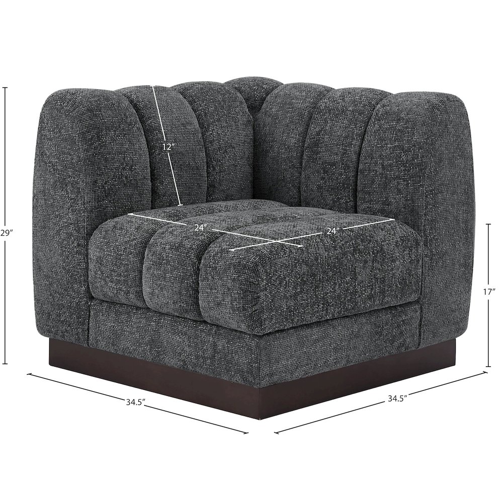 Quinn Grey Chenille Fabric Corner Chair. Picture 8