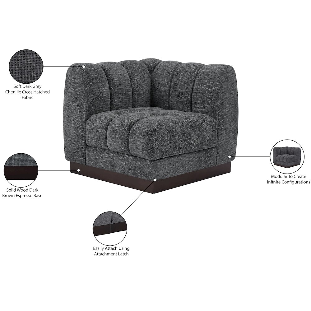 Quinn Grey Chenille Fabric Corner Chair. Picture 9