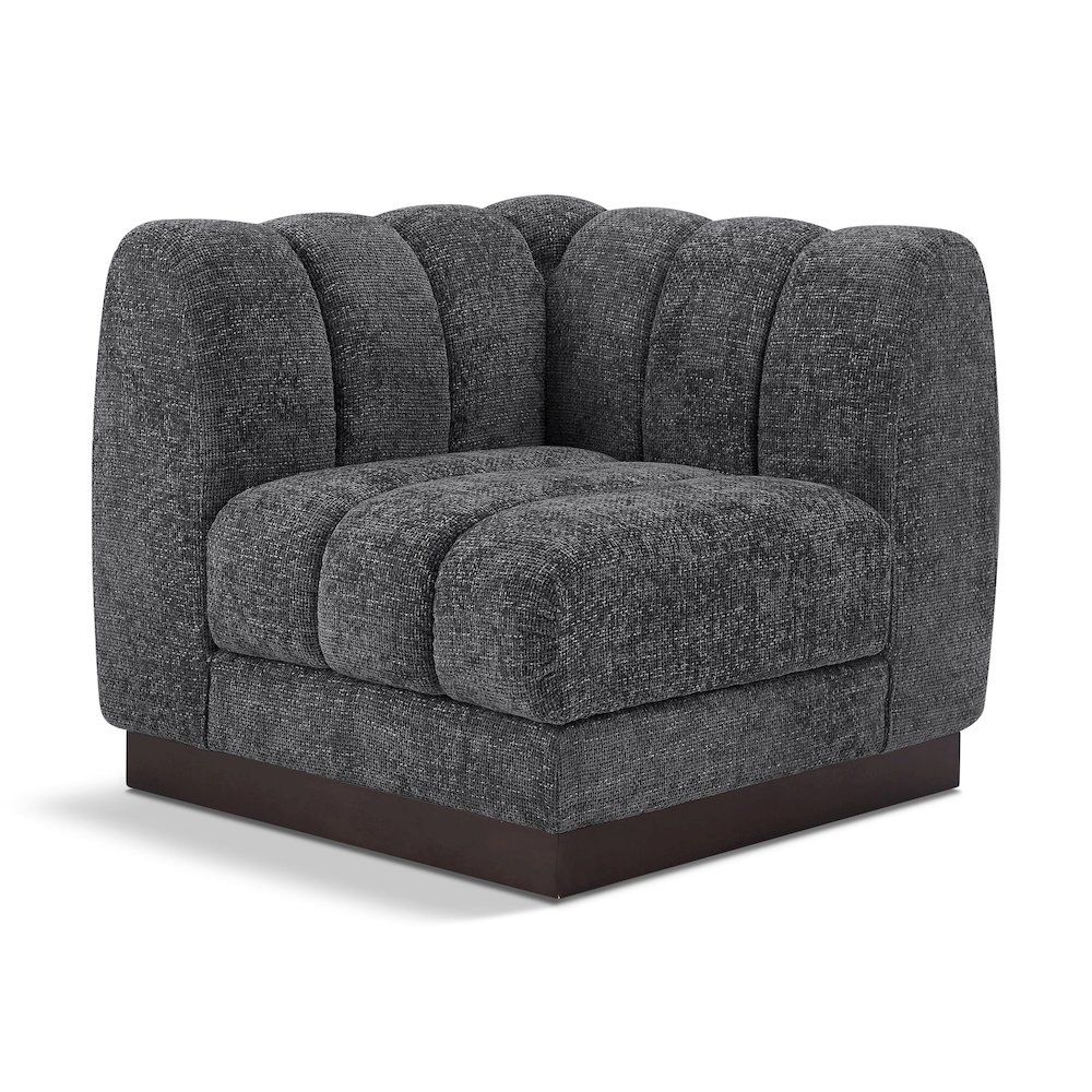 Quinn Grey Chenille Fabric Corner Chair. Picture 1