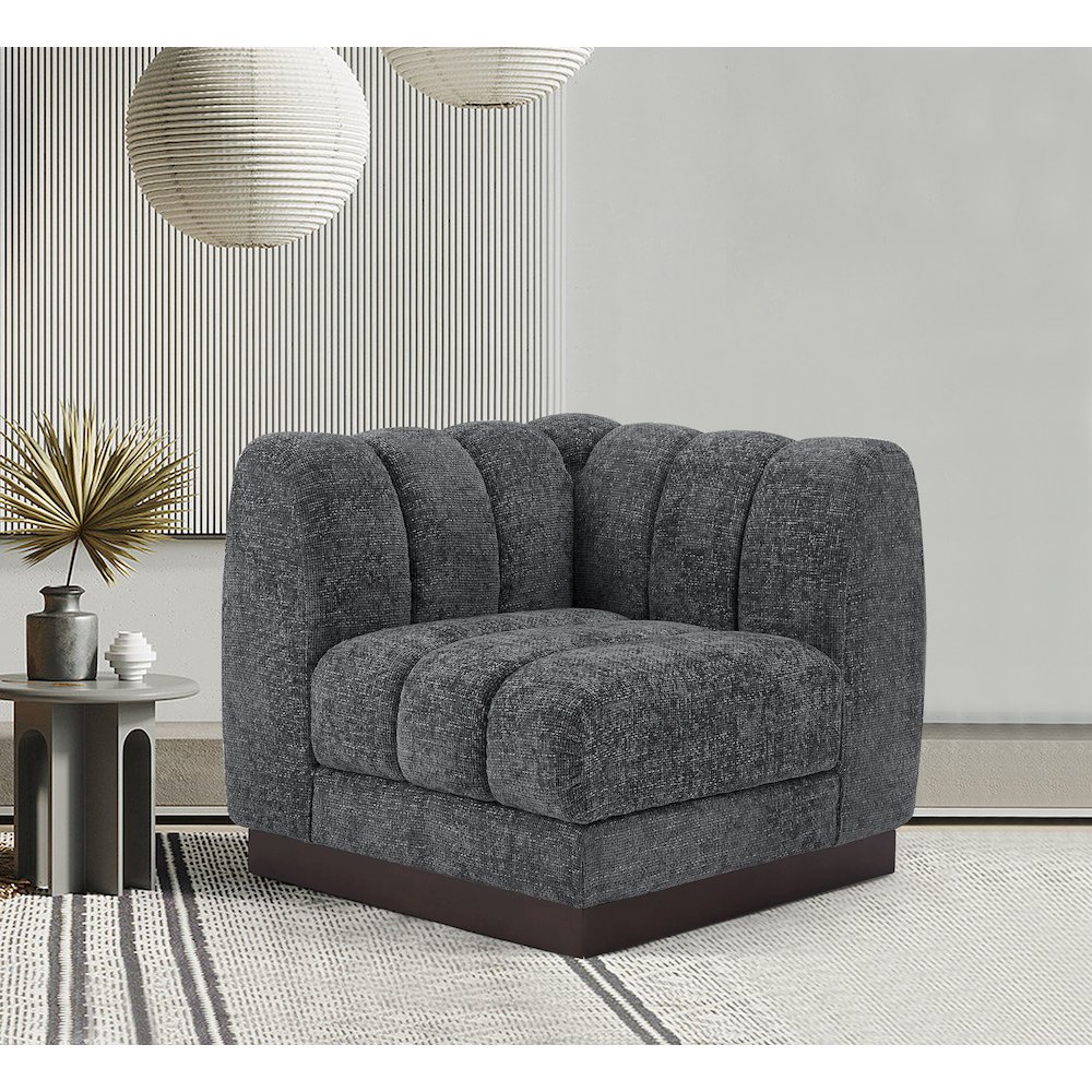 Quinn Grey Chenille Fabric Corner Chair. Picture 2