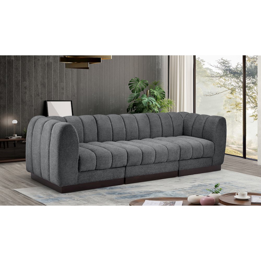 Quinn Grey Chenille Fabric Modular Sofa. Picture 2