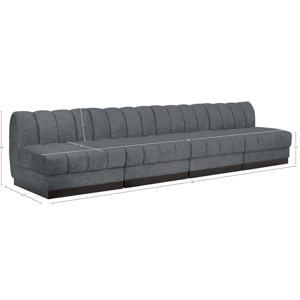 Quinn Grey Chenille Fabric Modular Sofa. Picture 10