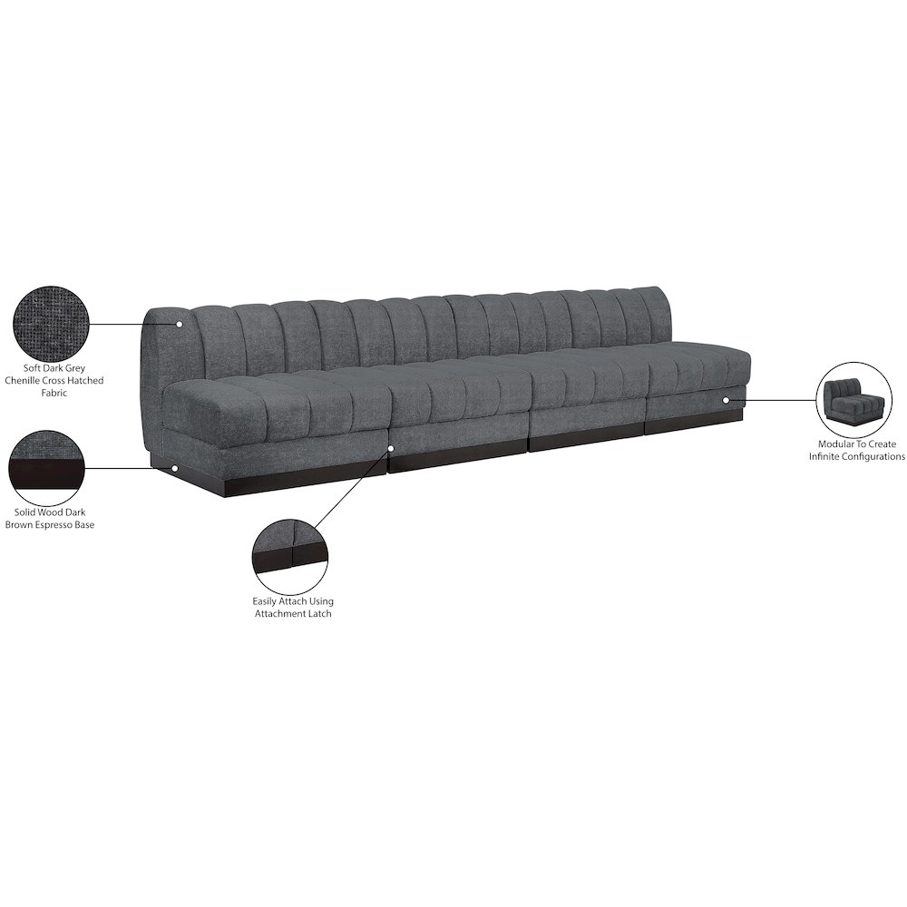 Quinn Grey Chenille Fabric Modular Sofa. Picture 11