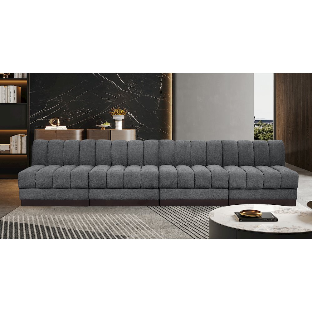 Quinn Grey Chenille Fabric Modular Sofa. Picture 2