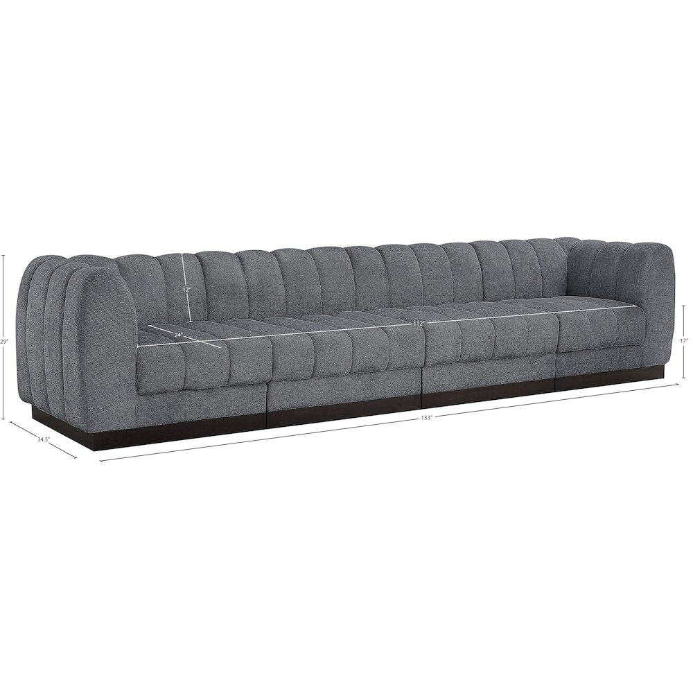 Quinn Grey Chenille Fabric Modular Sofa. Picture 10