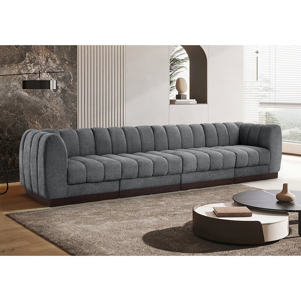 Quinn Grey Chenille Fabric Modular Sofa. Picture 2