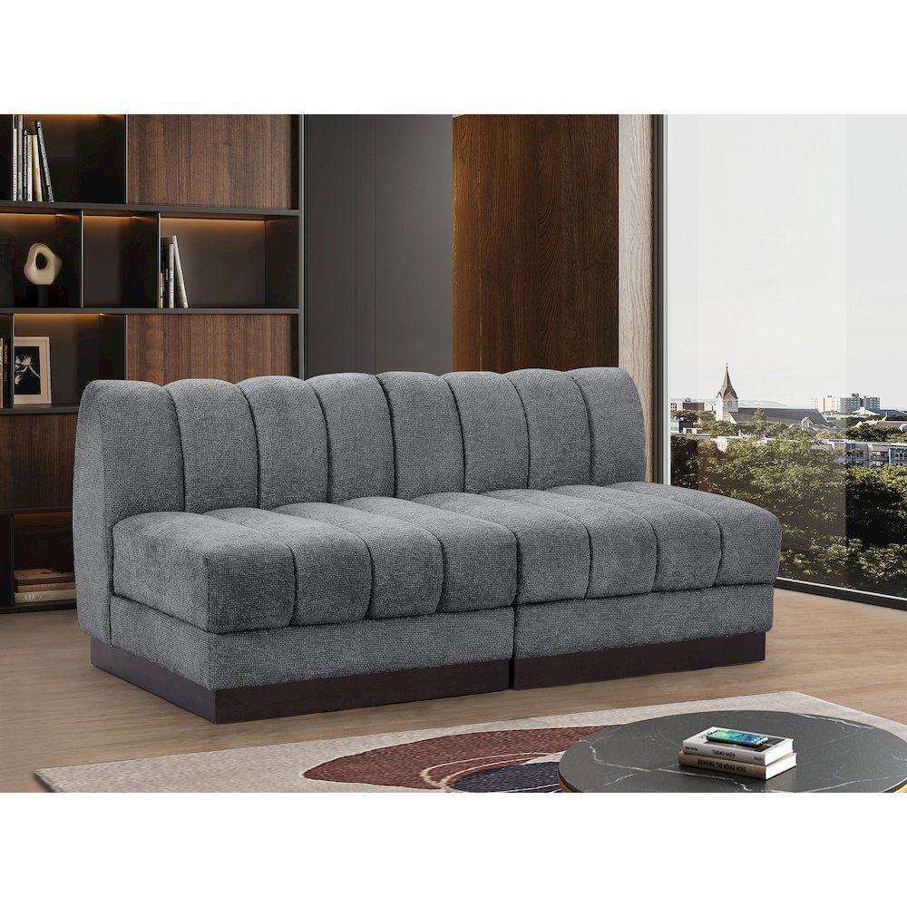Quinn Grey Chenille Fabric Modular Sofa. Picture 2