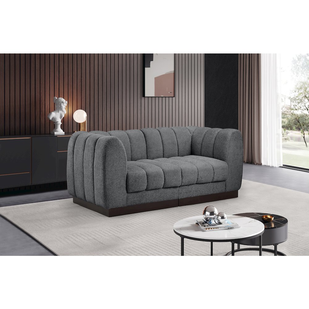 Quinn Grey Chenille Fabric Modular Sofa. Picture 2