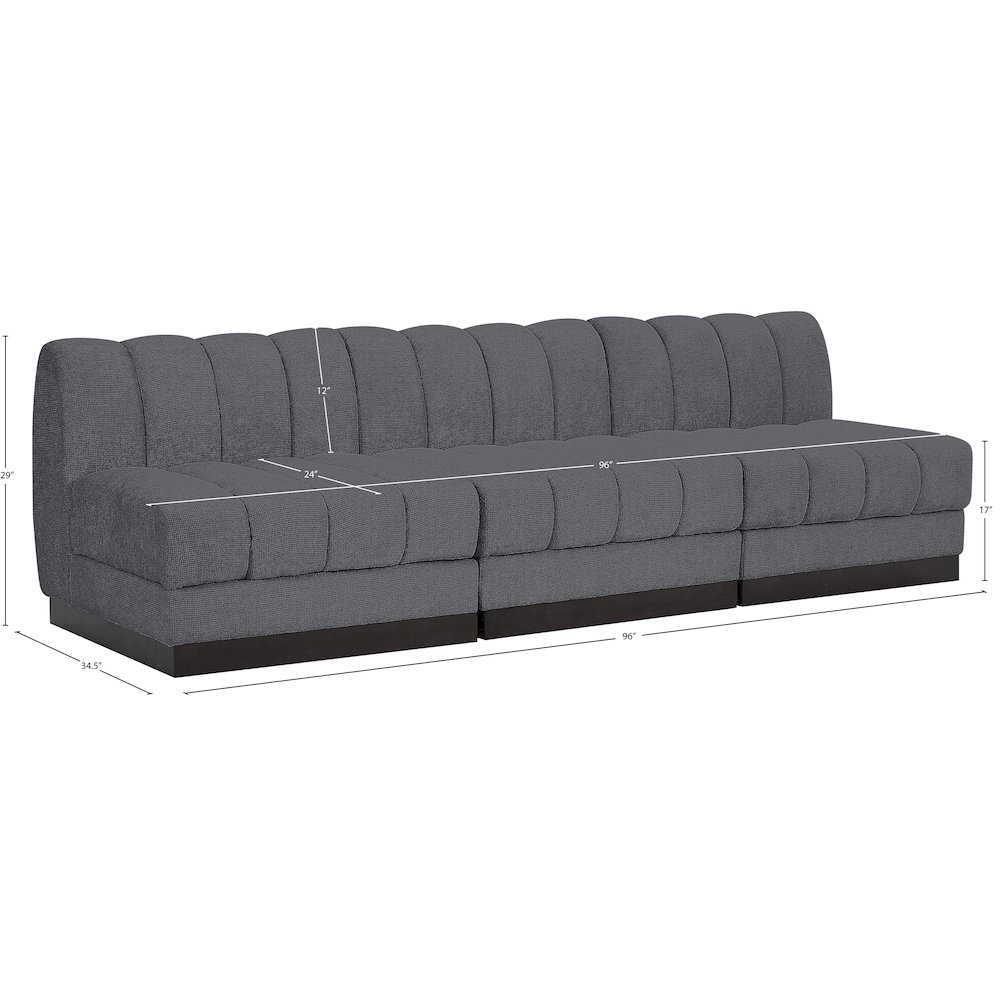 Quinn Grey Chenille Fabric Modular Sofa. Picture 10