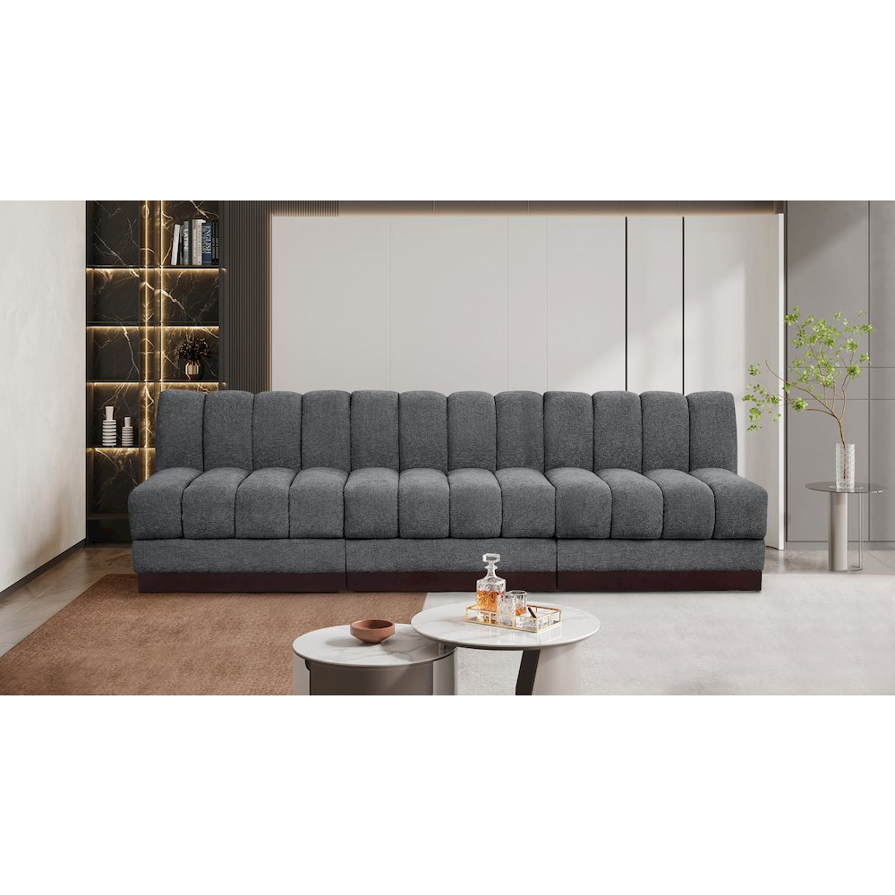 Quinn Grey Chenille Fabric Modular Sofa. Picture 2