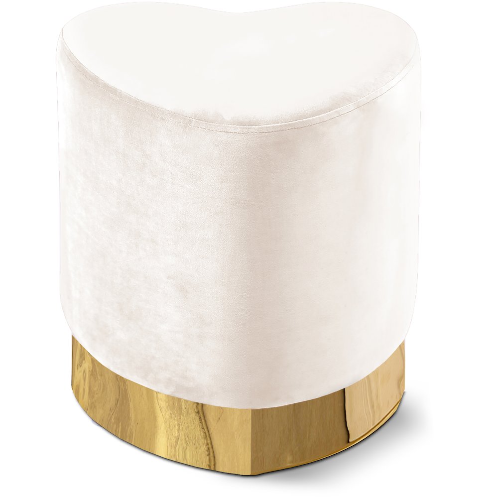 Heart Cream Velvet Ottoman/Stool. Picture 1