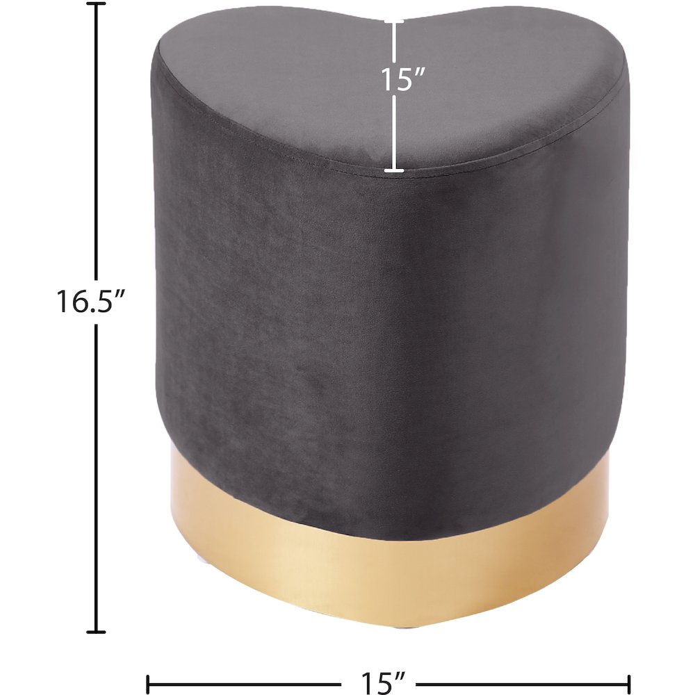 Heart Grey Velvet Ottoman/Stool. Picture 3