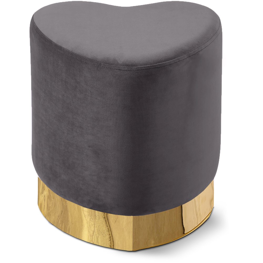 Heart Grey Velvet Ottoman/Stool. Picture 1