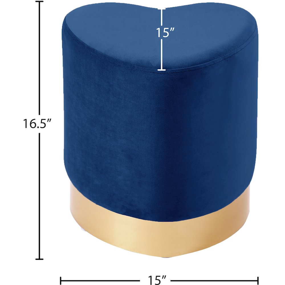 Heart Navy Velvet Ottoman/Stool. Picture 3