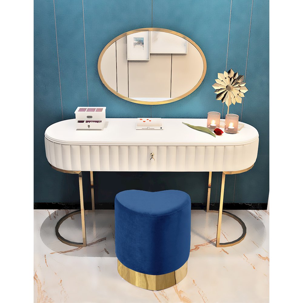 Heart Navy Velvet Ottoman/Stool. Picture 2