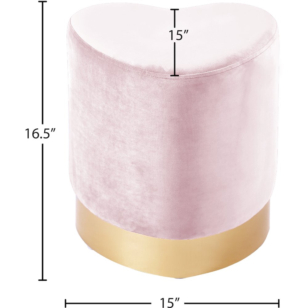 Heart Pink Velvet Ottoman/Stool. Picture 3