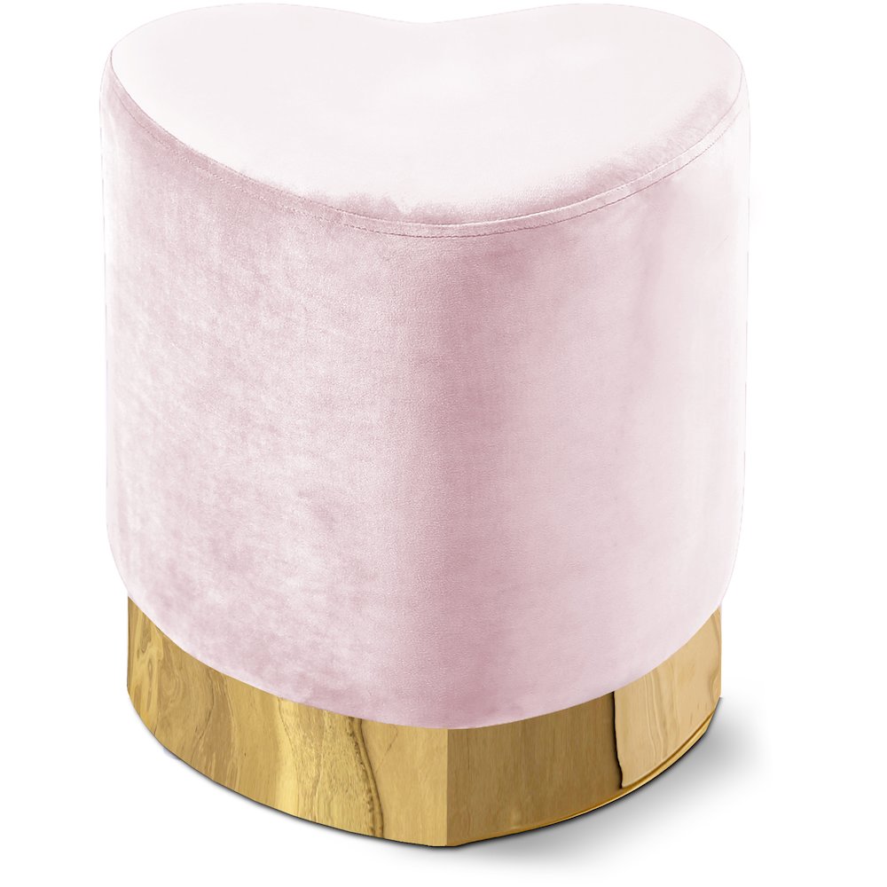 Heart Pink Velvet Ottoman/Stool. Picture 1