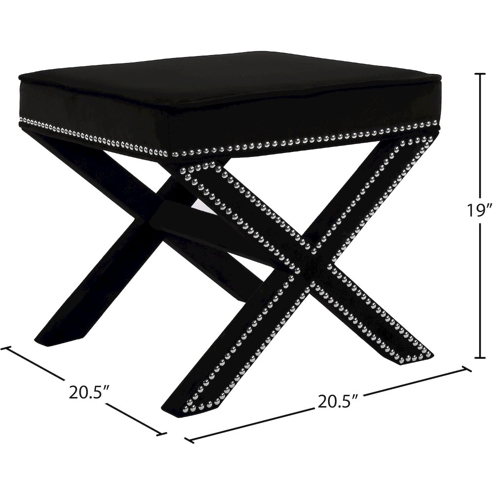 Nixon Black Velvet Ottoman/Bench. Picture 4