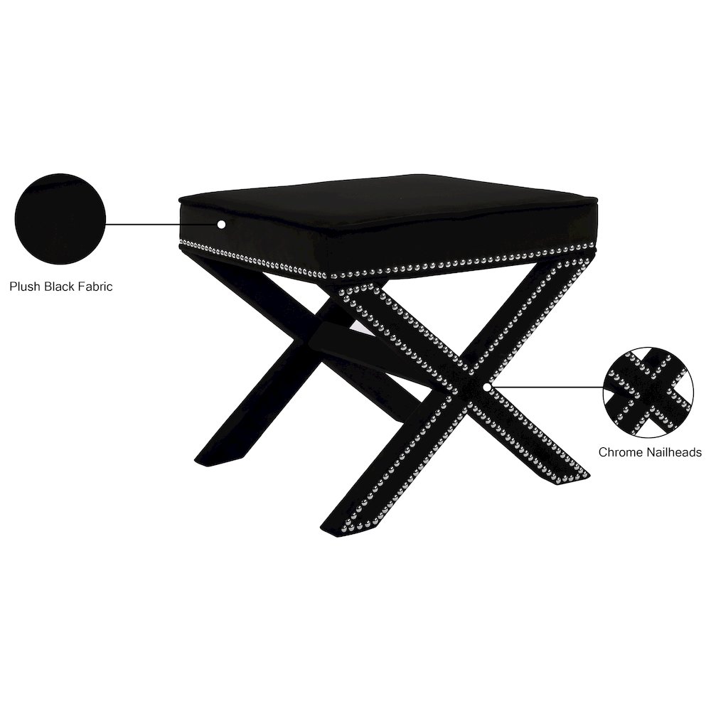 Nixon Black Velvet Ottoman/Bench. Picture 5