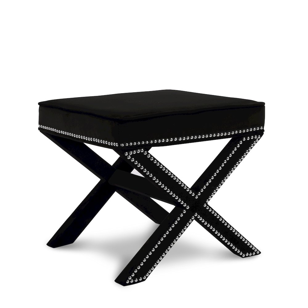 Nixon Black Velvet Ottoman/Bench. Picture 1