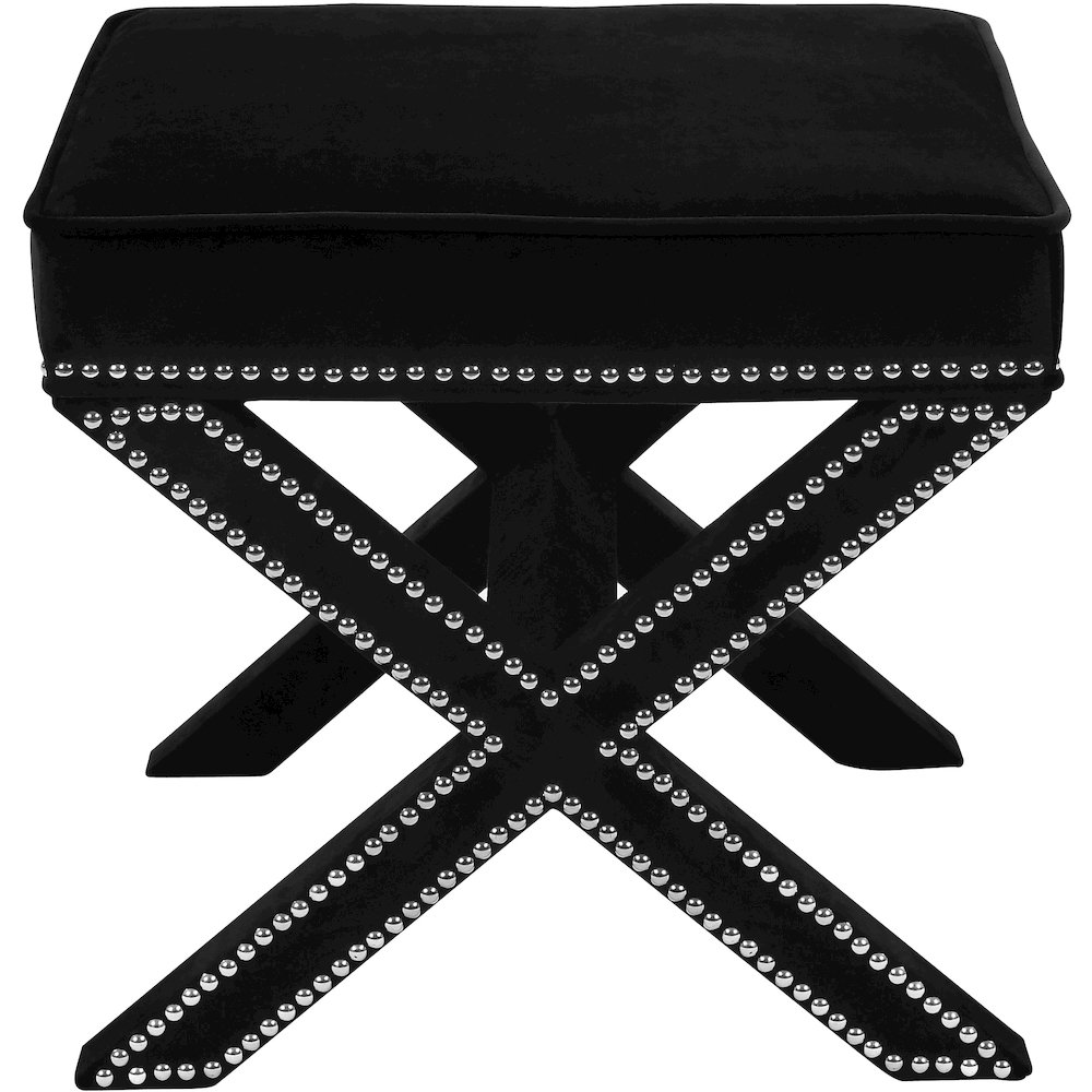 Nixon Black Velvet Ottoman/Bench. Picture 3
