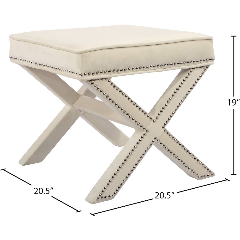 Nixon Cream Velvet Ottoman/Bench. Picture 4