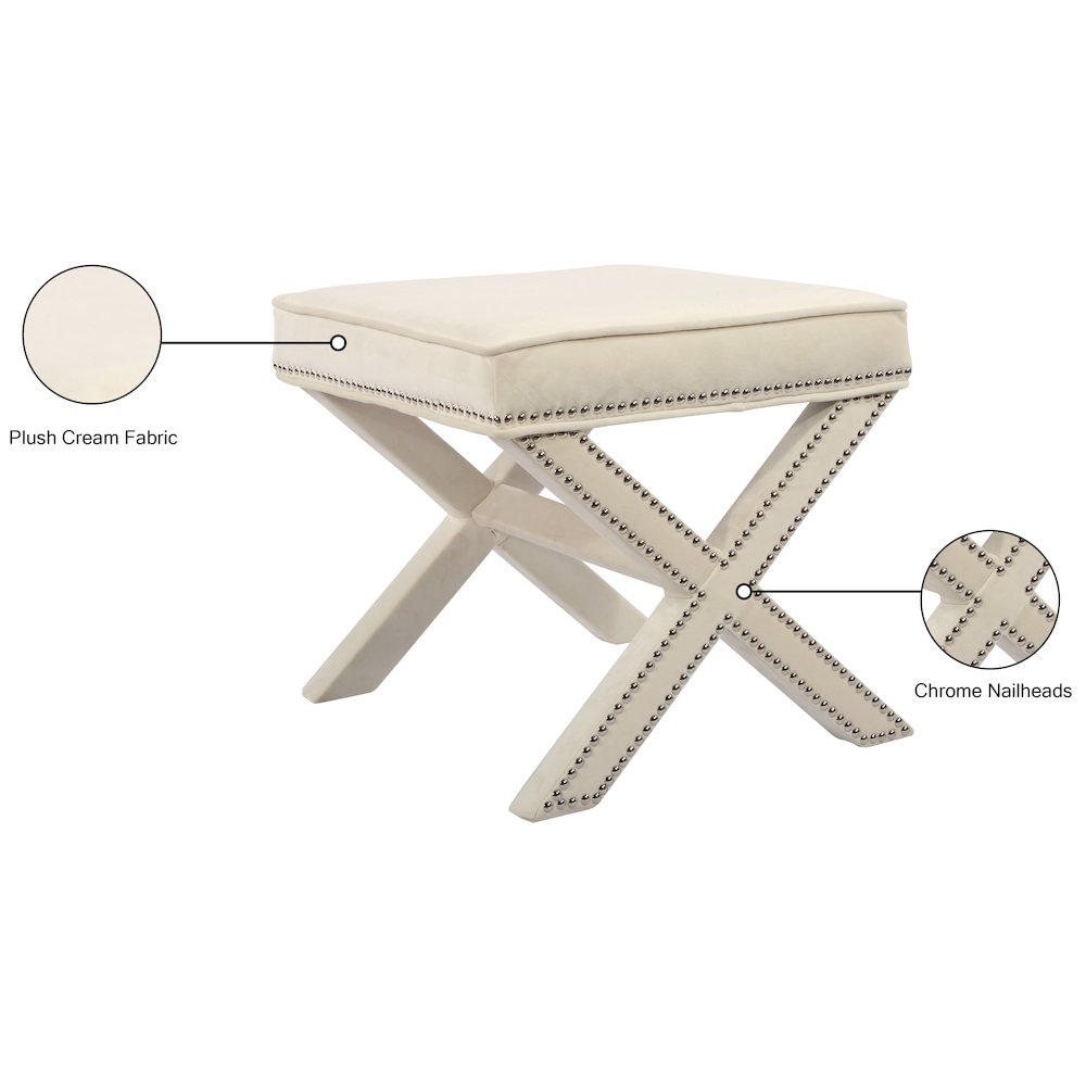 Nixon Cream Velvet Ottoman/Bench. Picture 5