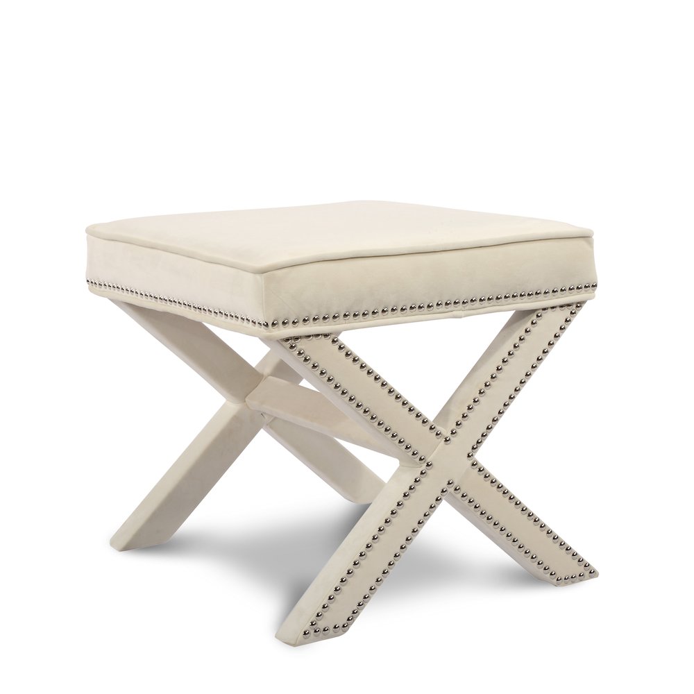 Nixon Cream Velvet Ottoman/Bench. Picture 1