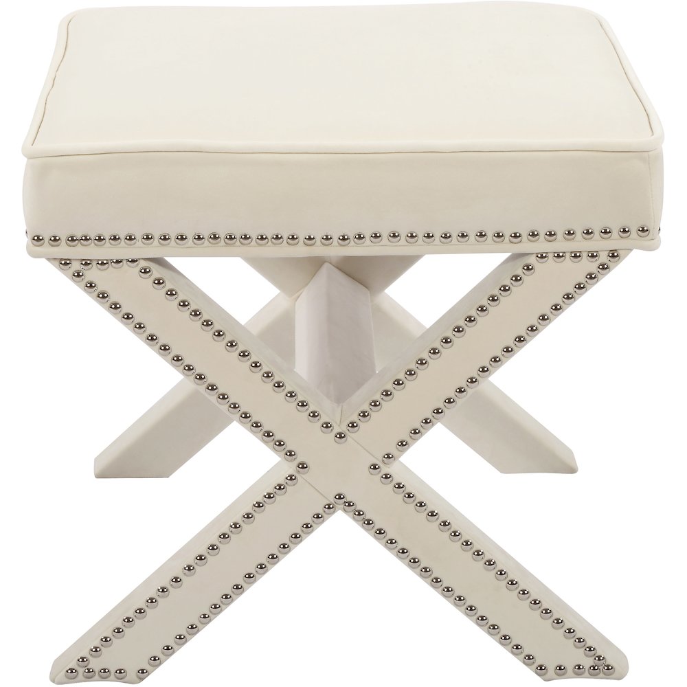 Nixon Cream Velvet Ottoman/Bench. Picture 3