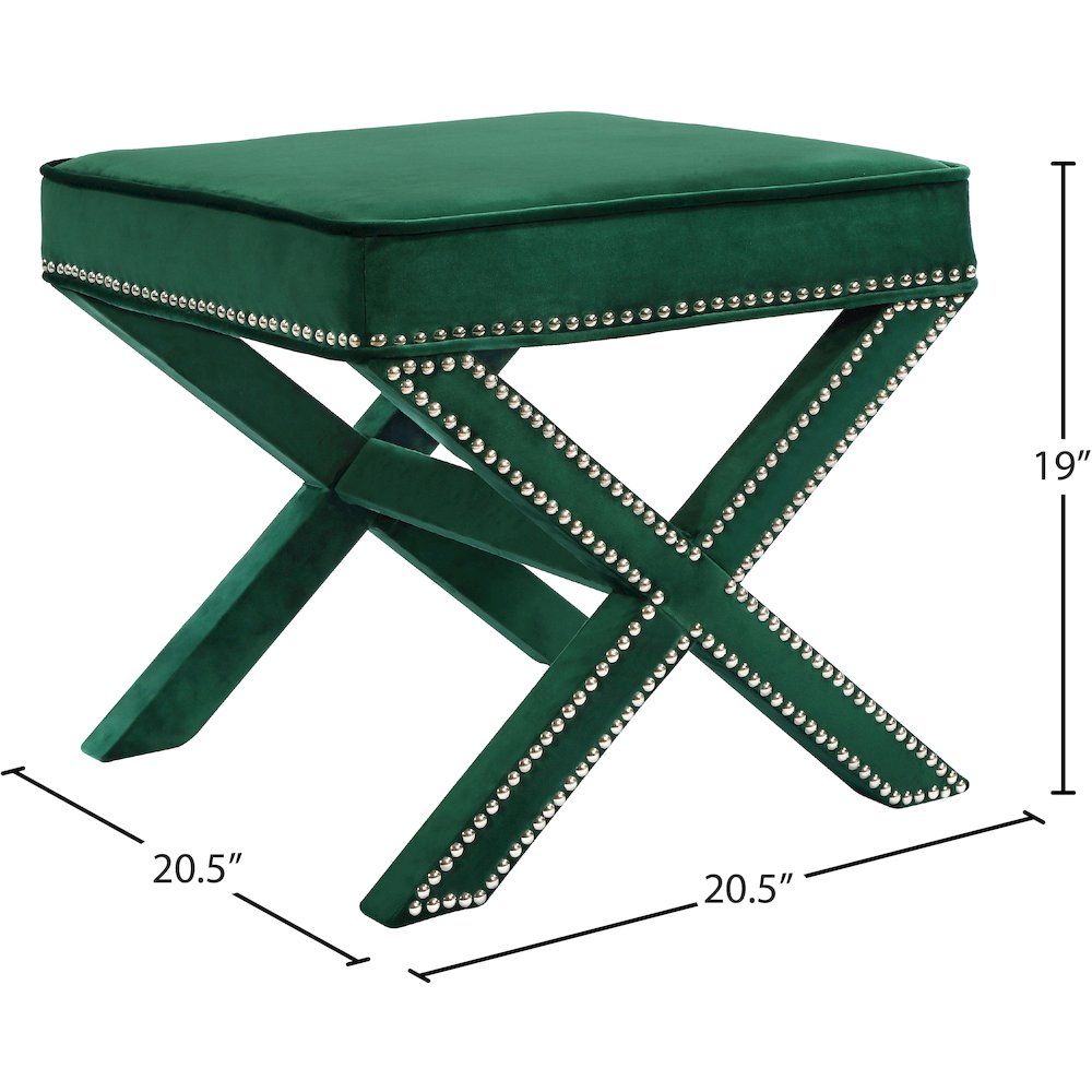Nixon Green Velvet Ottoman/Bench. Picture 4