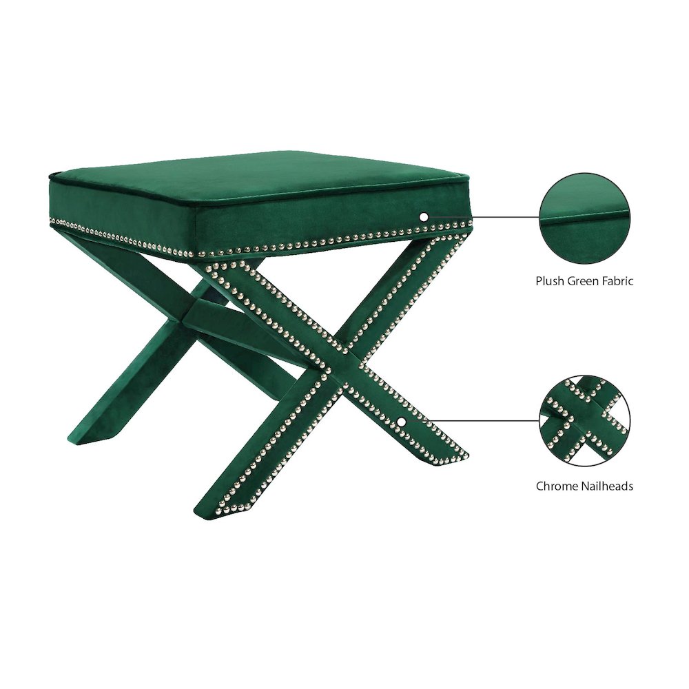 Nixon Green Velvet Ottoman/Bench. Picture 5