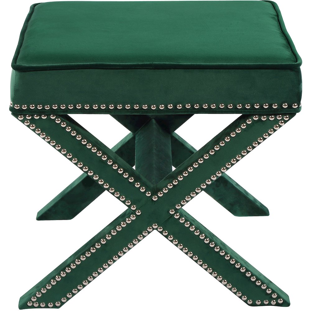 Nixon Green Velvet Ottoman/Bench. Picture 3