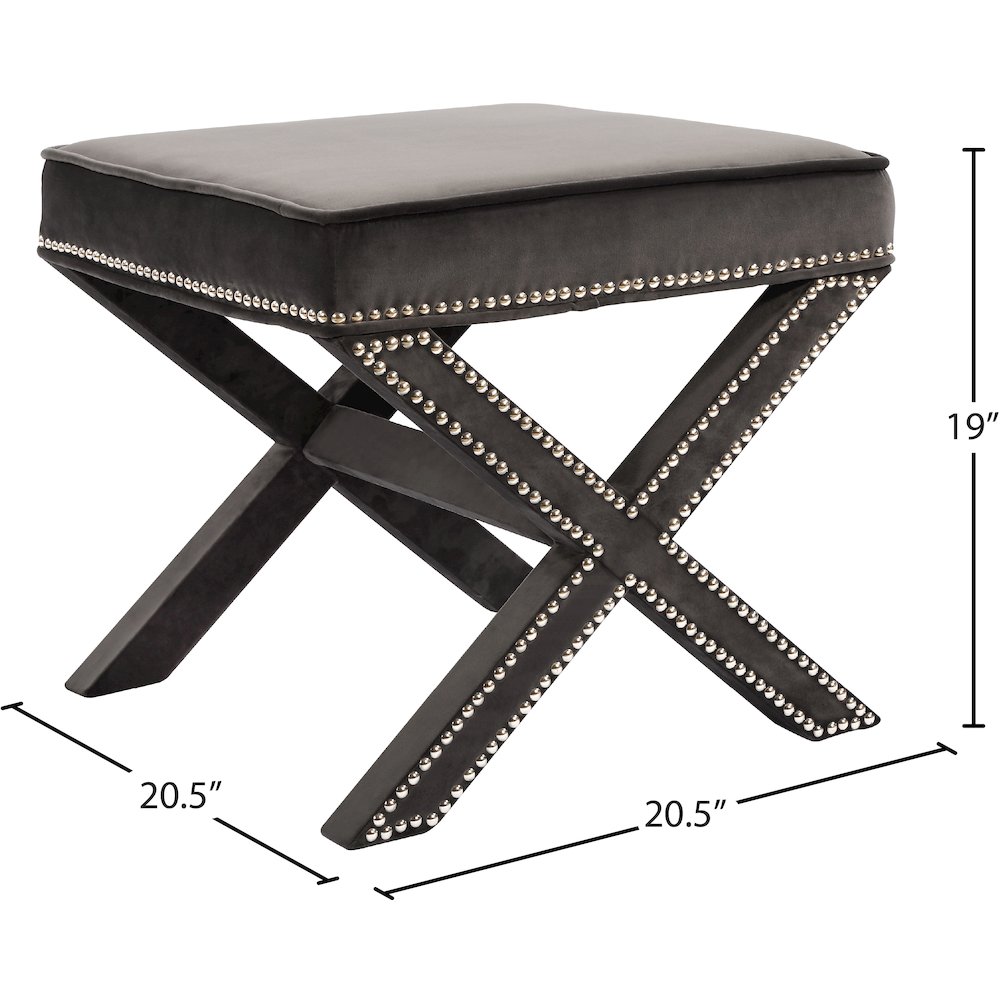 Nixon Grey Velvet Ottoman/Bench. Picture 4