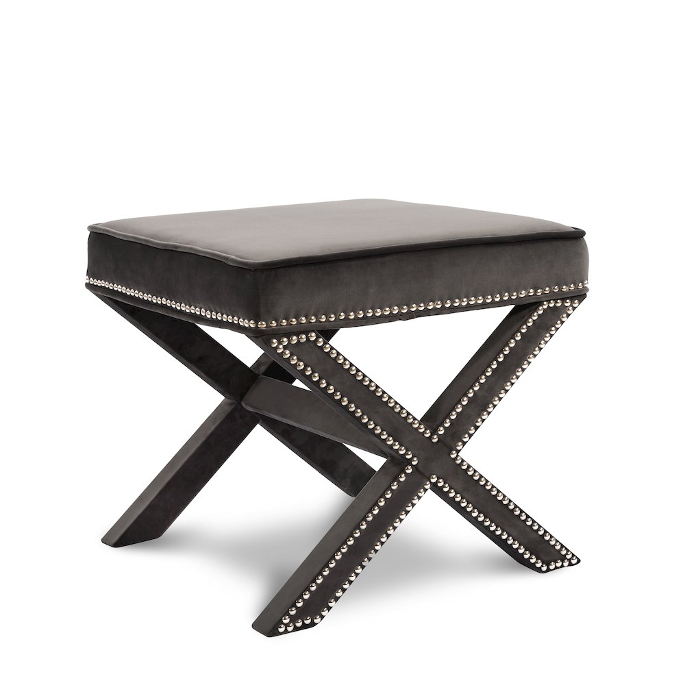 Nixon Grey Velvet Ottoman/Bench. Picture 1