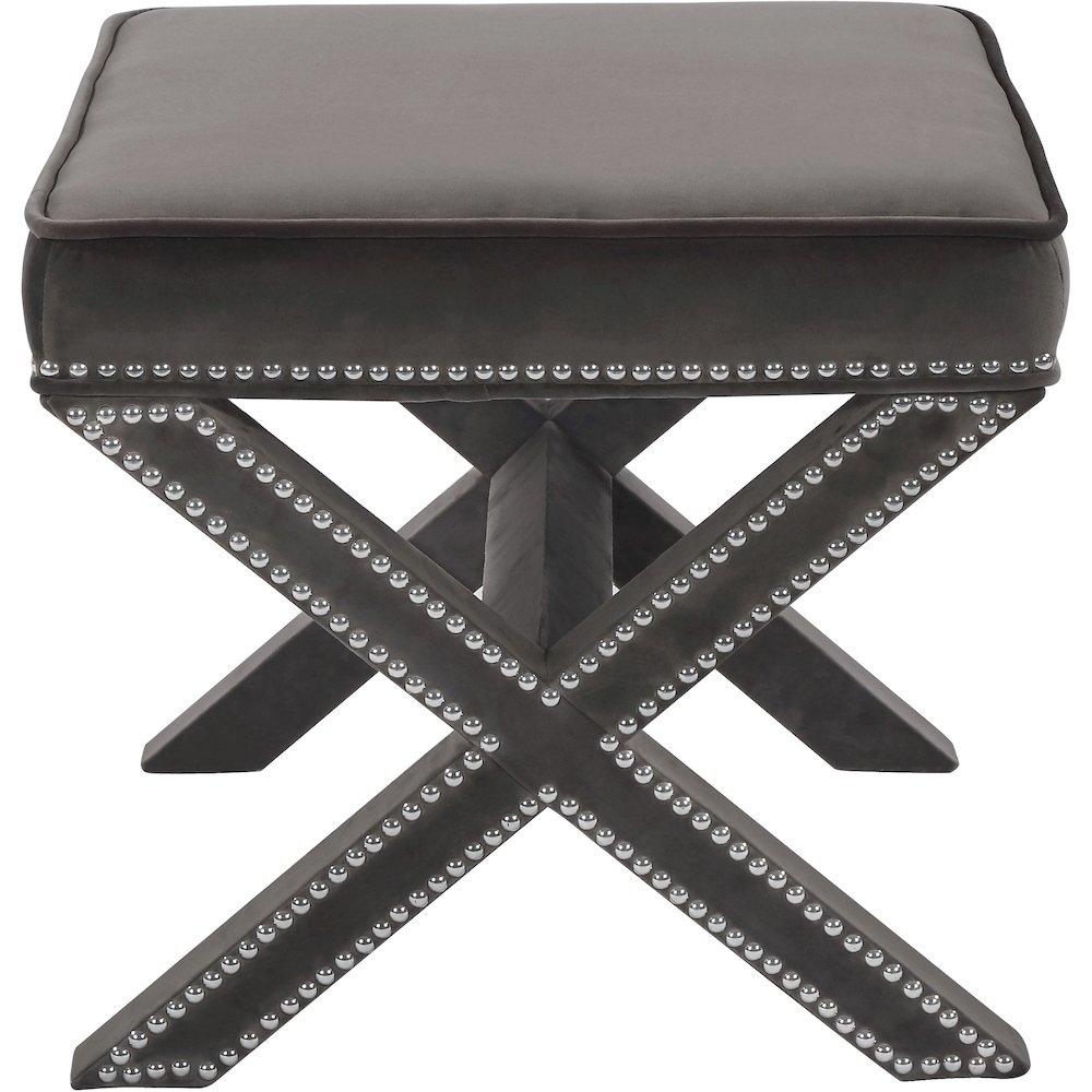 Nixon Grey Velvet Ottoman/Bench. Picture 3