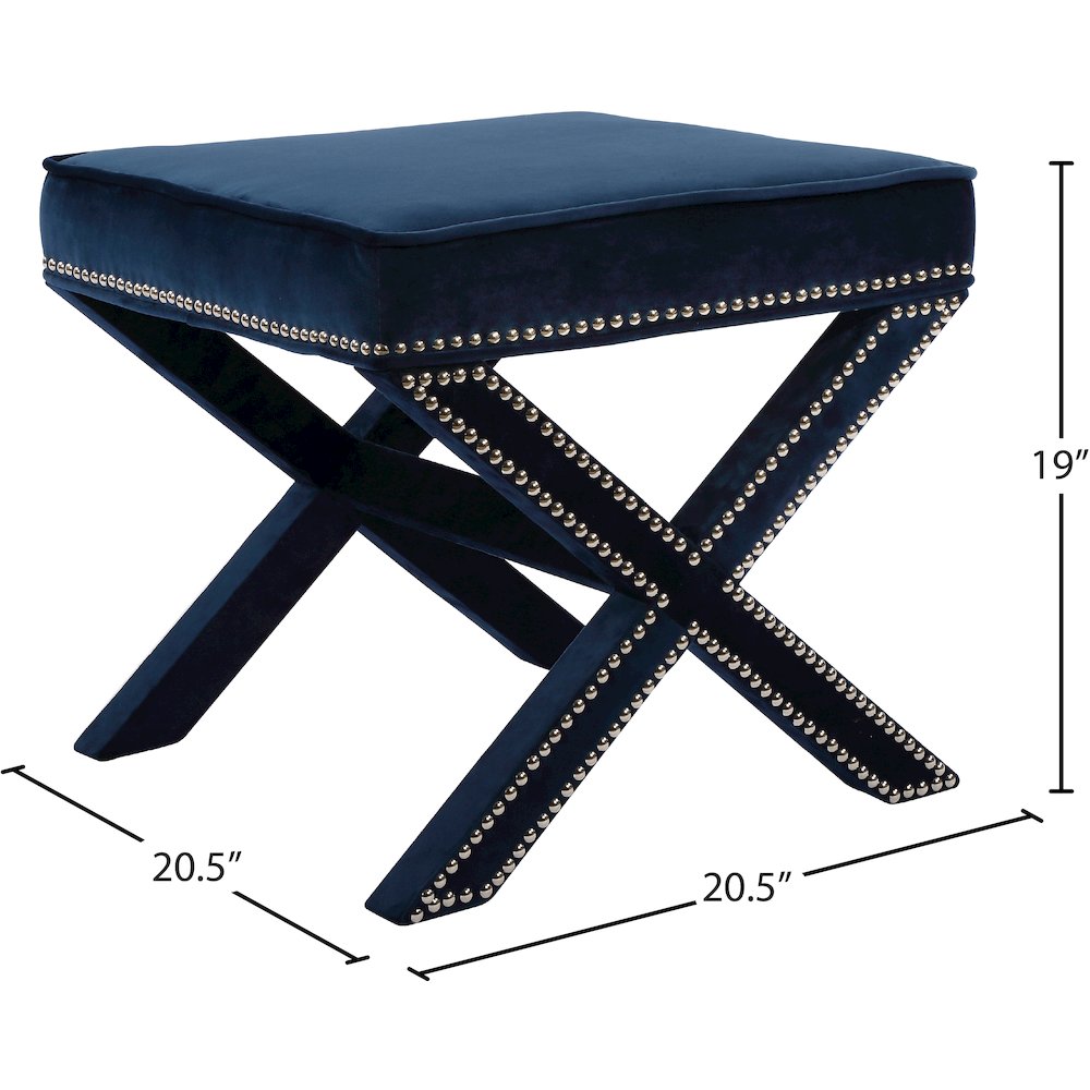 Nixon Navy Velvet Ottoman/Bench. Picture 4