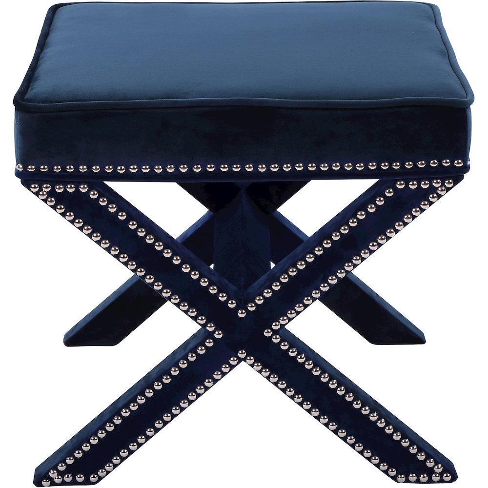 Nixon Navy Velvet Ottoman/Bench. Picture 3