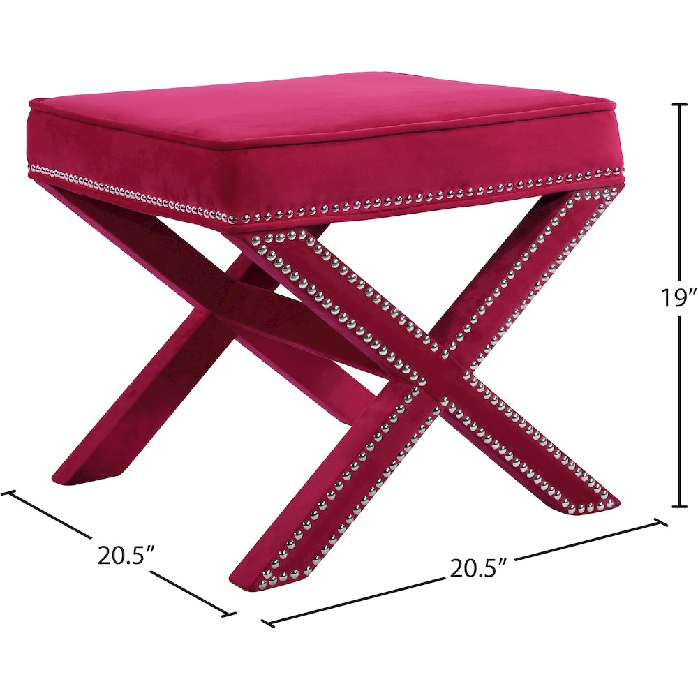 Nixon Pink Velvet Ottoman/Bench. Picture 4
