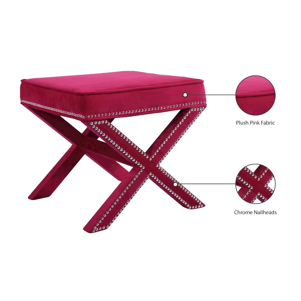 Nixon Pink Velvet Ottoman/Bench. Picture 5